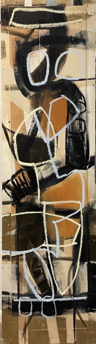 The Poet | Oil Stick and Acrylic on Wood | 72x27