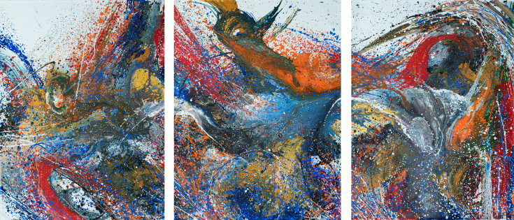 Dragon | Acrylic on Canvas | Triptych, each panel 51x38